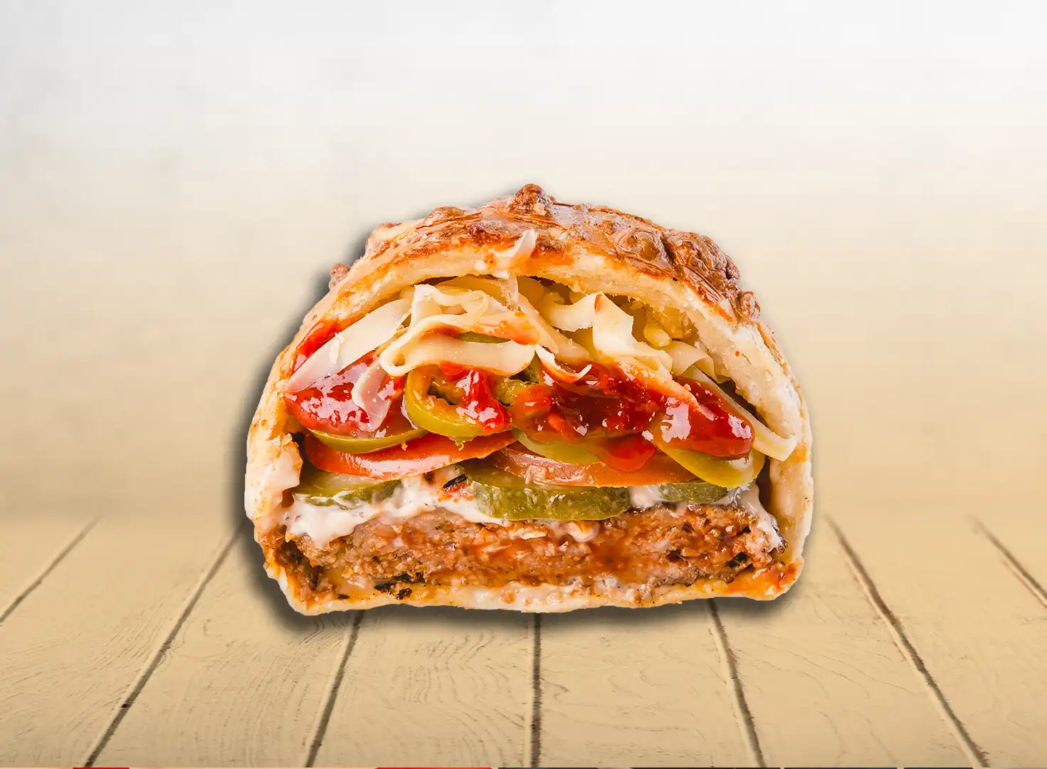 Jalapeno & chili pizzaburger