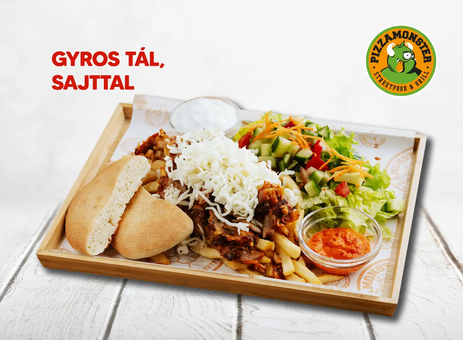 Gyros tál reszelt sajttal